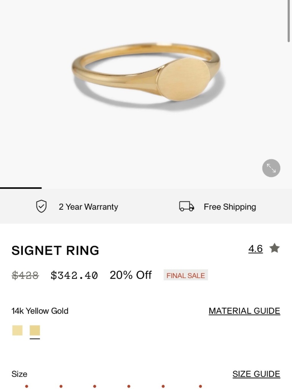 Mejuri Signet Ring – 14K Yellow Gold.